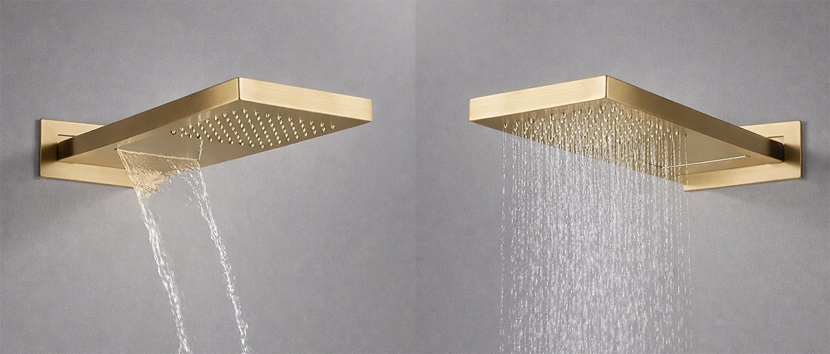 Douche thermostatique encastrée doré brossé Xirok